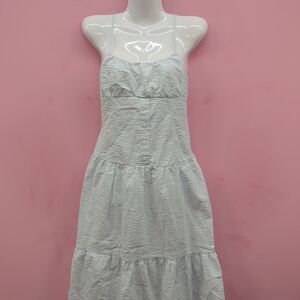 Victoria Secret PINK Prairie Seersucker Summer Midi Dress XS Light Blue